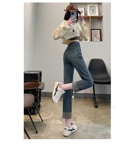 Pantalones Vaqueros Rectos de Cintura Alta Holgados para Mujer - Image 8