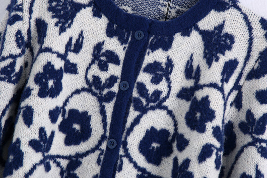 Suéter Tejido con Estampado Floral Estilo Europeo para Mujer - Image 4