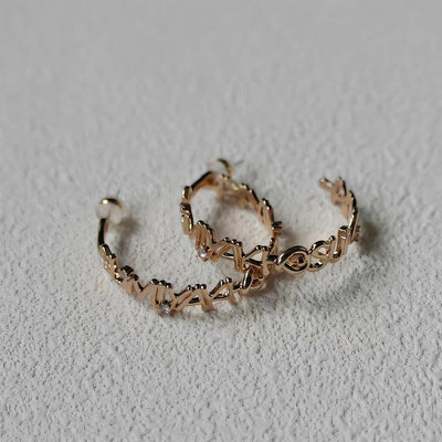 Aretes de Letras Metálicas Personalizadas Estilo Ins - Pendientes C - Image 3