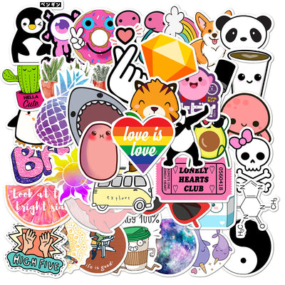 A large collection of cute cartoon animal stickers, including a monkey, pig, shark, penguin, elephant, and more, arranged in a circle. - Image 19