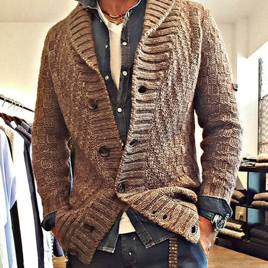 Cardigan Marrón Entallado con Cuello de Solapa y Mangas Largas Acolchado - Image 12