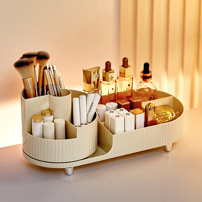 Organizador Giratorio de Maquillaje para Tocador - Gran Capacidad con Soporte para Brochas - Image 9