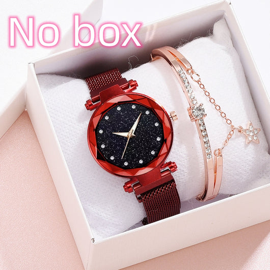 Conjunto de Reloj Pulsera Lujo para Mujer Elegante Cielo Estrellado Cierre Magnético - Image 20