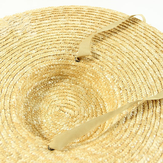 Sombrero de Paja con Ala Ancha y Cinta Decorativa para Playa - Image 9
