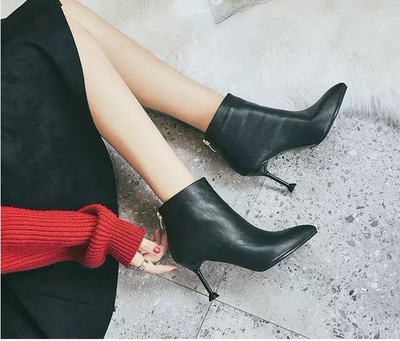 Botas Cortas de Tacón Stiletto para Invierno - Elegancia y Comodidad - Image 7