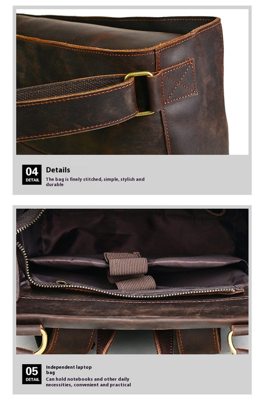 Mochila Vintage de Cuero Crazy Horse Grande para Hombre - Image 15