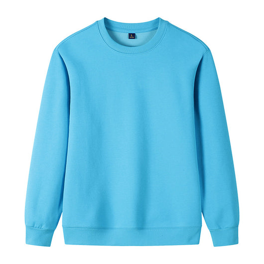Navy blue pure cotton long sleeve round neck sweatshirt with ribbed cuffs and hem, displayed flat. - Image 7