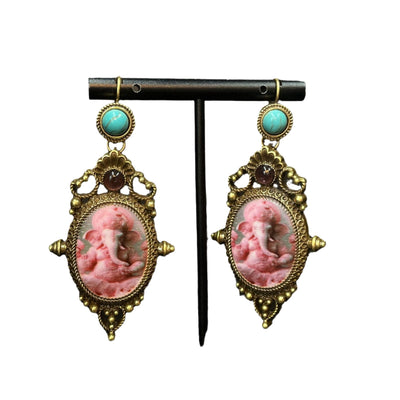 Aretes de Botón Elefante Retro Industrial Vintage - Image 5