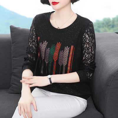Blusa Elegante con Encaje y Detalles Brillantes para Mujer - Image 3
