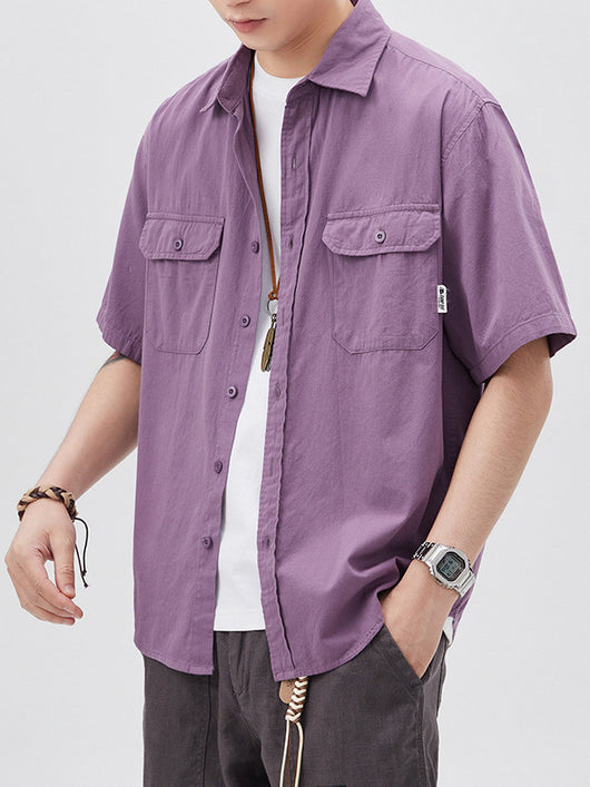 Camisa de Trabajo Retro Manga Corta para Hombre - Image 13