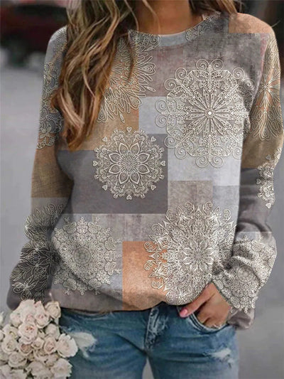 Sudadera Mujer Bloques de Color Cuello Redondo Manga Larga - Image 5