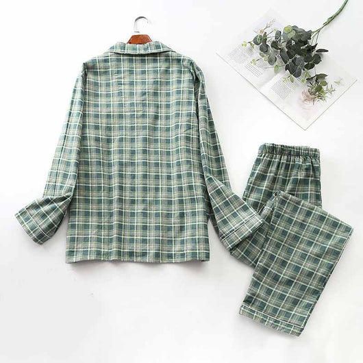 Pijama de Franela Cuadriculada con Pantalón Largo - Image 18