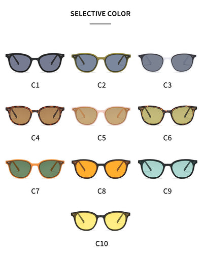 Jelly yellow frame sunglasses with green lenses, featuring a rounded cat-eye shape for UV protection and fashion. - Image 23