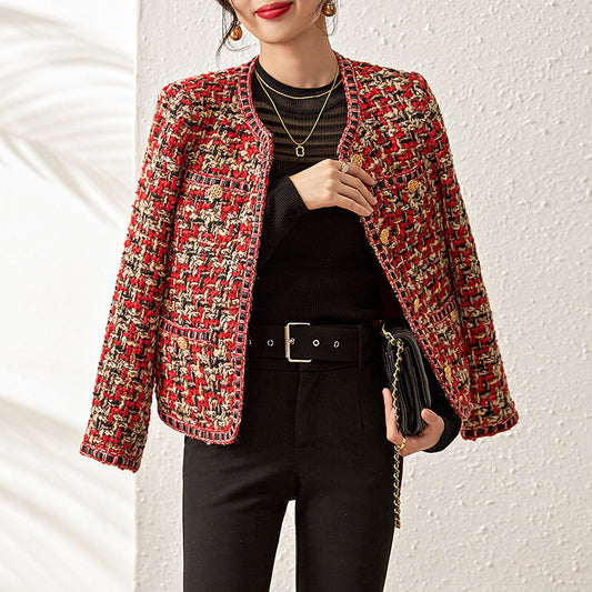 Chaqueta Tweed Corta Celebrity Rojo Intenso