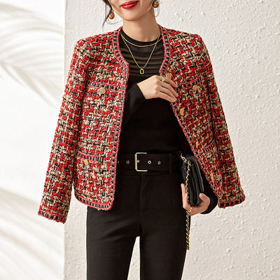 Chaqueta Tweed Corta Celebrity Rojo Intenso