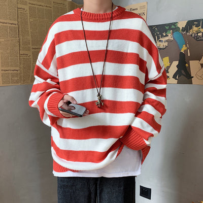 Suéter Rayas Hombre Cuello Redondo Oversize Pareja - Image 11