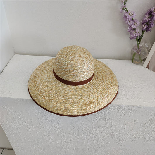 Sombrero de Paja con Ala Ancha Estilo Hepburn - Protección Solar para Playa y Paseos - Image 3