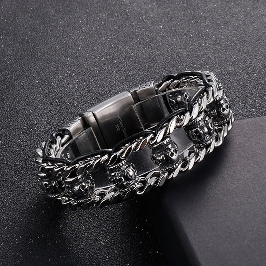 Pulsera de Acero Inoxidable Calavera Retro para Halloween