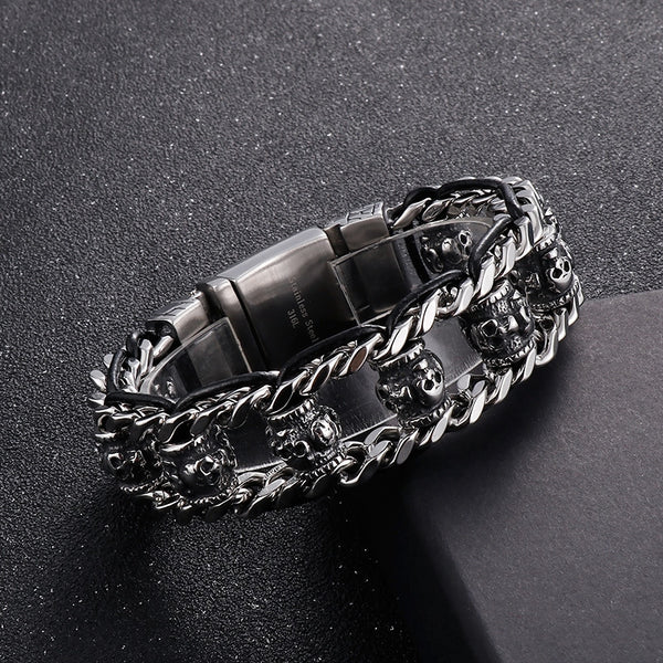 Pulsera de Acero Inoxidable Calavera Retro para Halloween