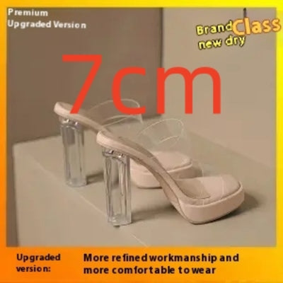 Pantuflas de Tacón Alto Transparente Cristal - Estilo Viral Tendencia - Image 10