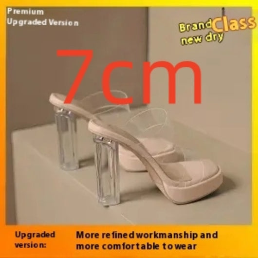 Pantuflas de Tacón Alto Transparente Cristal - Estilo Viral Tendencia - Image 10