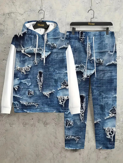 Sudadera Denim con Capucha y Estampado 3D Letrado para Hombre - Image 13
