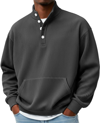 Suéter Polo Cuello Alto Manga Larga para Hombre - Casual Suelto con Bolsillos - Image 26