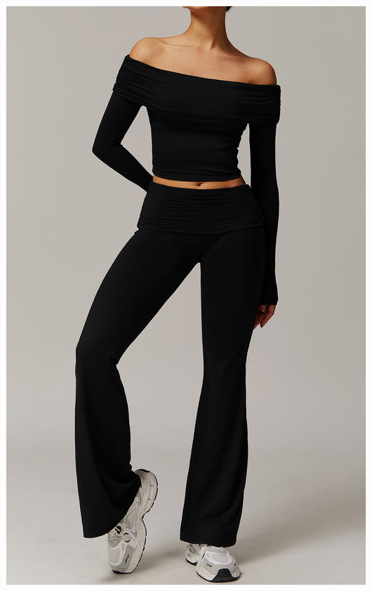 Pantalones Yoga Plisados Cintura Alta para Mujer - Diseño Acampanado Versátil - Image 35