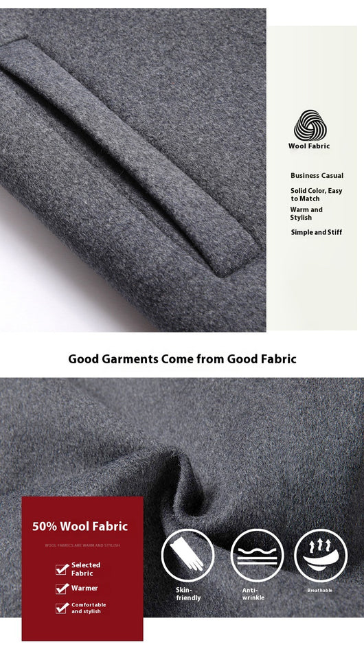 Abrigo de Lana Casual para Hombre con Gorro Desmontable - Image 20