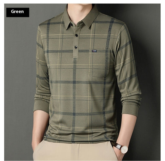 Polo Casual de Rayas Manga Larga para Hombre - Otoño - Image 17