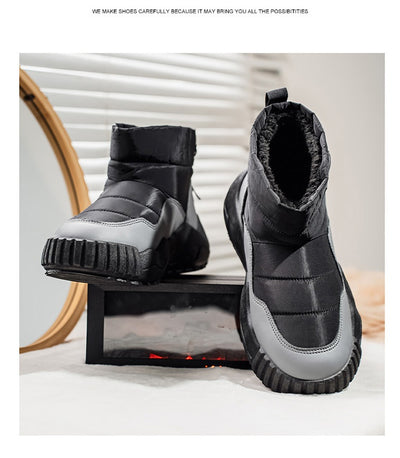 Botas Casuales de Algodón Cálidas para Hombre - Botines Estilo Mid-Top - Image 11