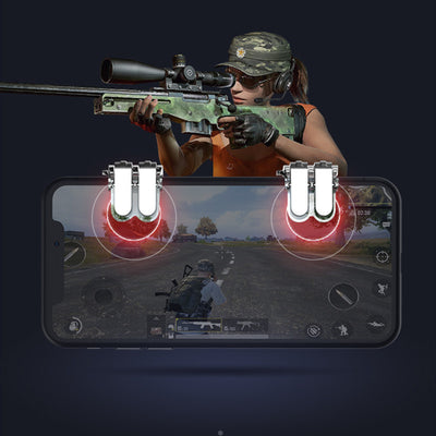 Pair of transparent and silver mobile gaming triggers with pistol-grip style levers for smartphone attachment. - Image 7