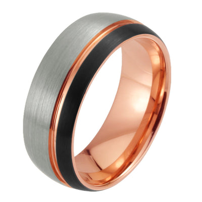 Anillo de Tungsteno y Oro para Hombre - Diseño Rasa Oro Rosa - Image 2