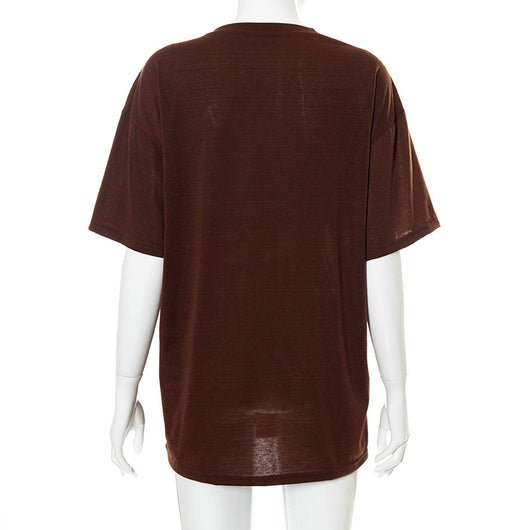 Camiseta Casual Suelta de Manga Corta con Estampado - Image 16