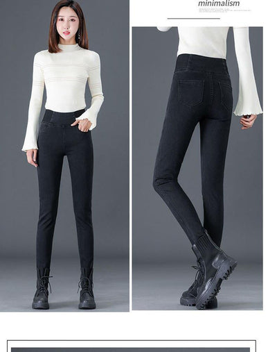 Jeans Skinny de Cintura Alta con Forro Polar Cálido y Cintura Elástica - Image 26