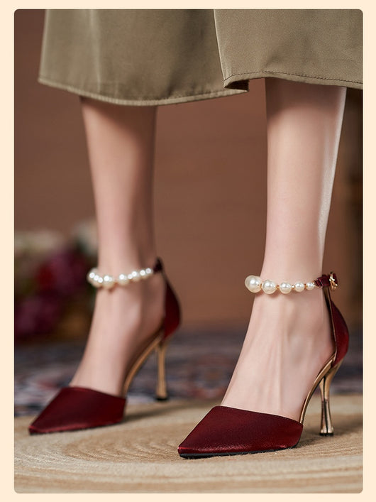 Sandalias de Perla con Tacón Stiletto para Mujer - Talla Pequeña - Image 16