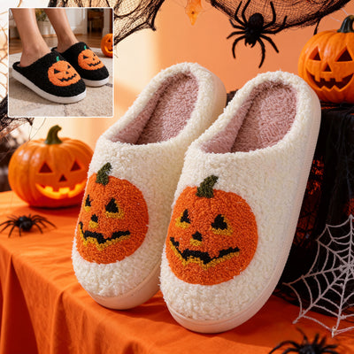Pantuflas Cálidas Calabaza Halloween para Parejas - Zapatos de Casa Cómodos Hombre y Mujer