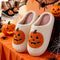 Pantufas Quentes de Abóbora de Halloween para Casais - Sapatos Confortáveis para Casa Masculino e Feminino