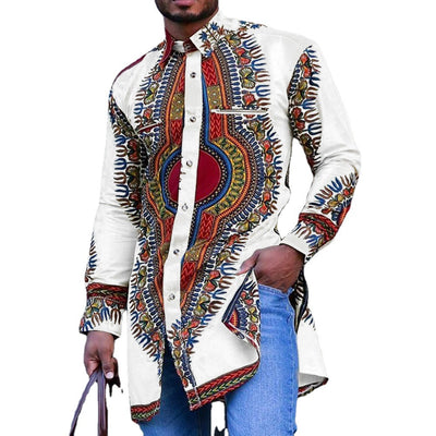 Camisa Estilo Nacional con Estampado Digital de Largo Medio