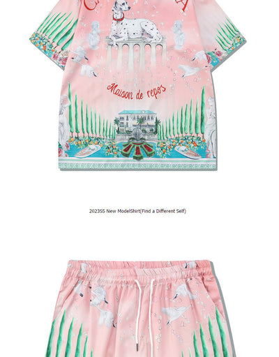 Conjunto de Camisa y Shorts Estampada Cuello Cubano - Lujo Casual de Alta Moda - Image 12