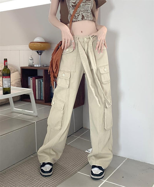 Pantalones Cargo Sueltos Vintage Americano con Múltiples Bolsillos y Detalles Desgastados - Image 20