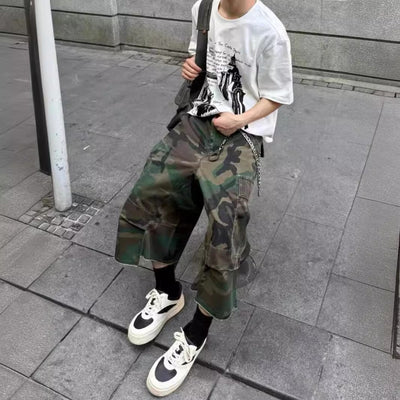 Shorts de Trabajo Holgados Estilo Retro Americano con Camuflaje