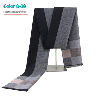 Bufanda Ejecutiva de Cachemira Rayada para Hombre Invierno - Image 43