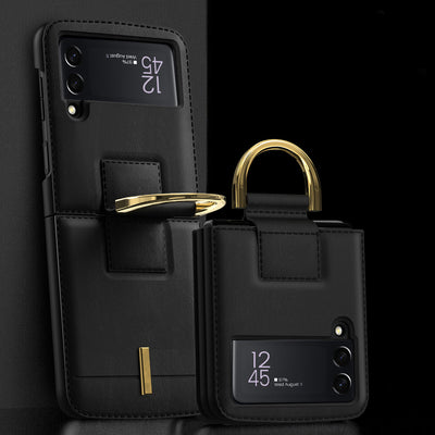 Funda Protectora con Pantalla Plegable, Anillo Anticalda y Correa de Cuero