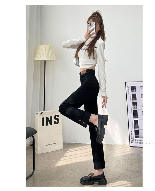 Pantalones Vaqueros Rectos de Cintura Alta Holgados para Mujer - Image 14