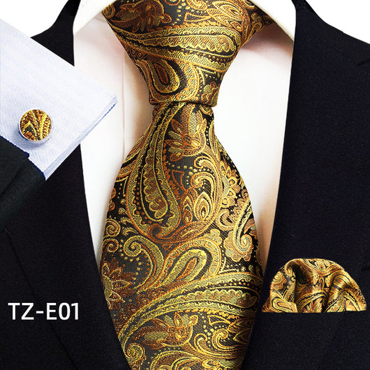 Set de 3 Piezas: Corbata Paisley, Pañuelo de Bolsillo y Gemelos - Image 6