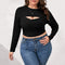 Blusa Manga Larga Ajustada con Detalles Calados para Mujer