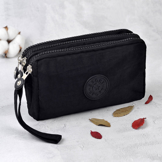 Cartera de Mano de Lona con Tres Compartimentos y Cierre - Image 2