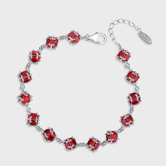 Pulsera de Plata S925 con Bola de Circón Rojo Esmaltado - Amuleto de la Suerte para Mujer - Image 6