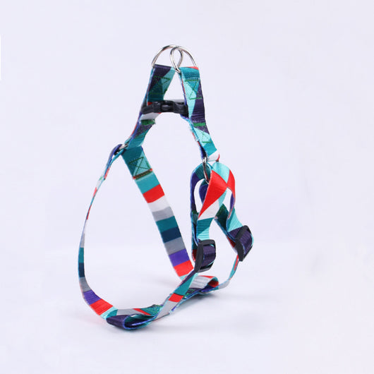 Pink, black, and white patterned polyester dog leash with a silver metal swivel snap hook, coiled on a white background. - Image 12